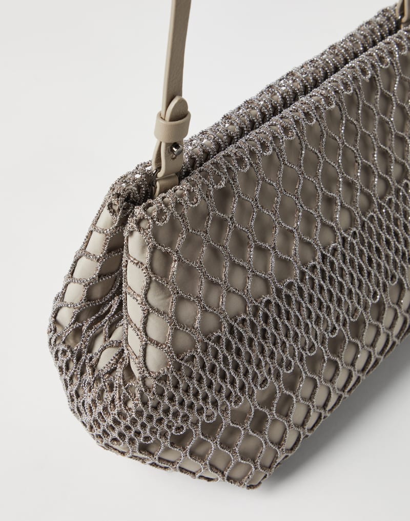 BRUNELLO CUCINELLI WOMEN'S BEIGE NETTED CLUTCH BAG