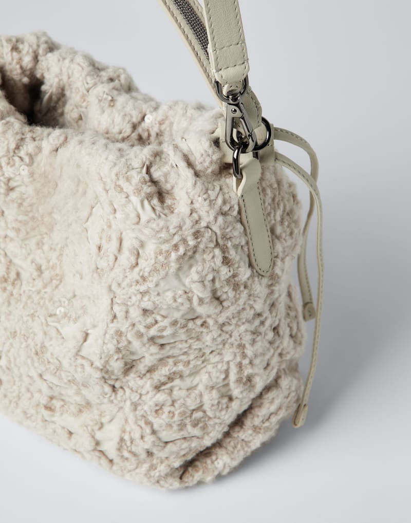 BRUNELLO CUCINELLI WOMEN'S LIGHT BEIGE TEXTURED BAG
