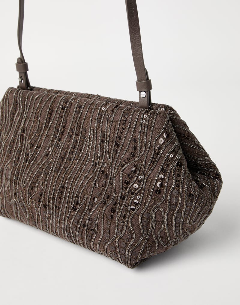 BRUNELLO CUCINELLI WOMEN'S BROWN COTTON LINEN CLUTCH