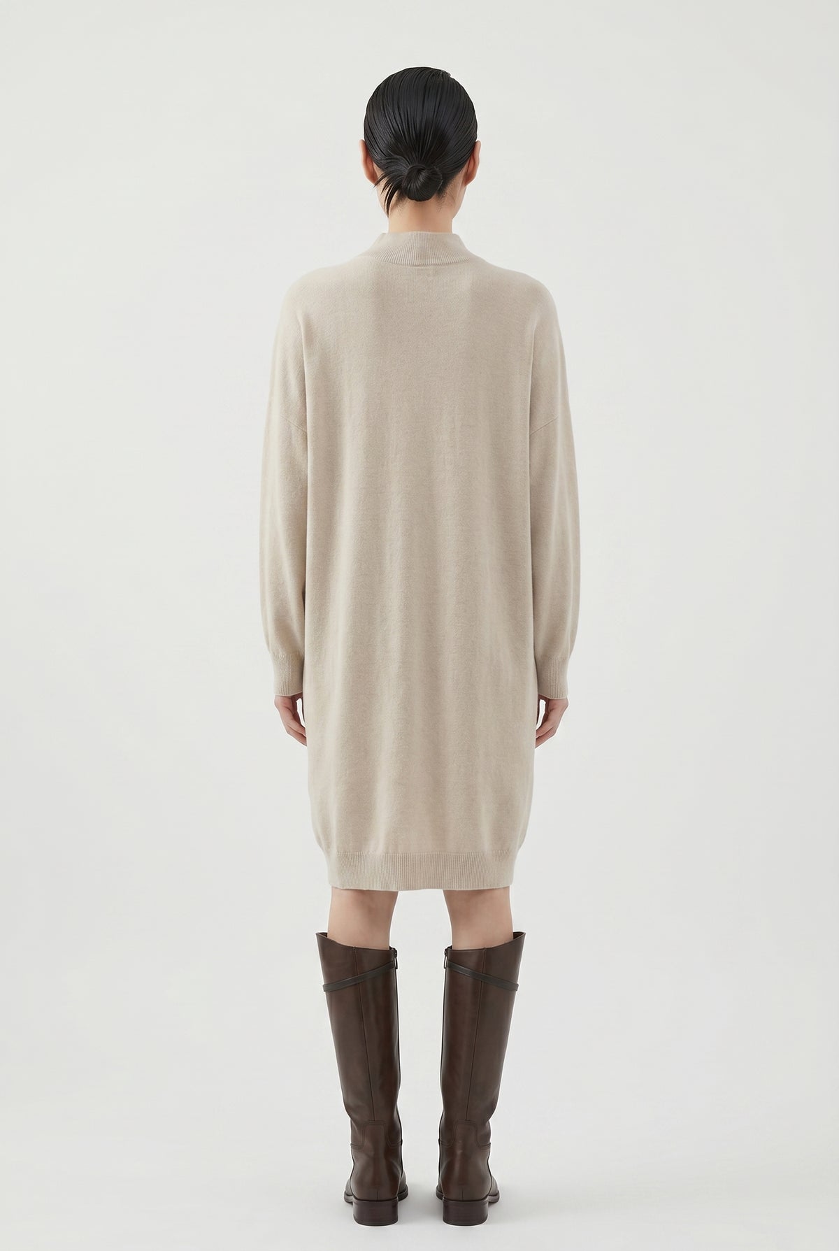 BRUNELLO CUCINELLI WOMEN'S LIGHT BEIGE WOOL SWEATER DRESS