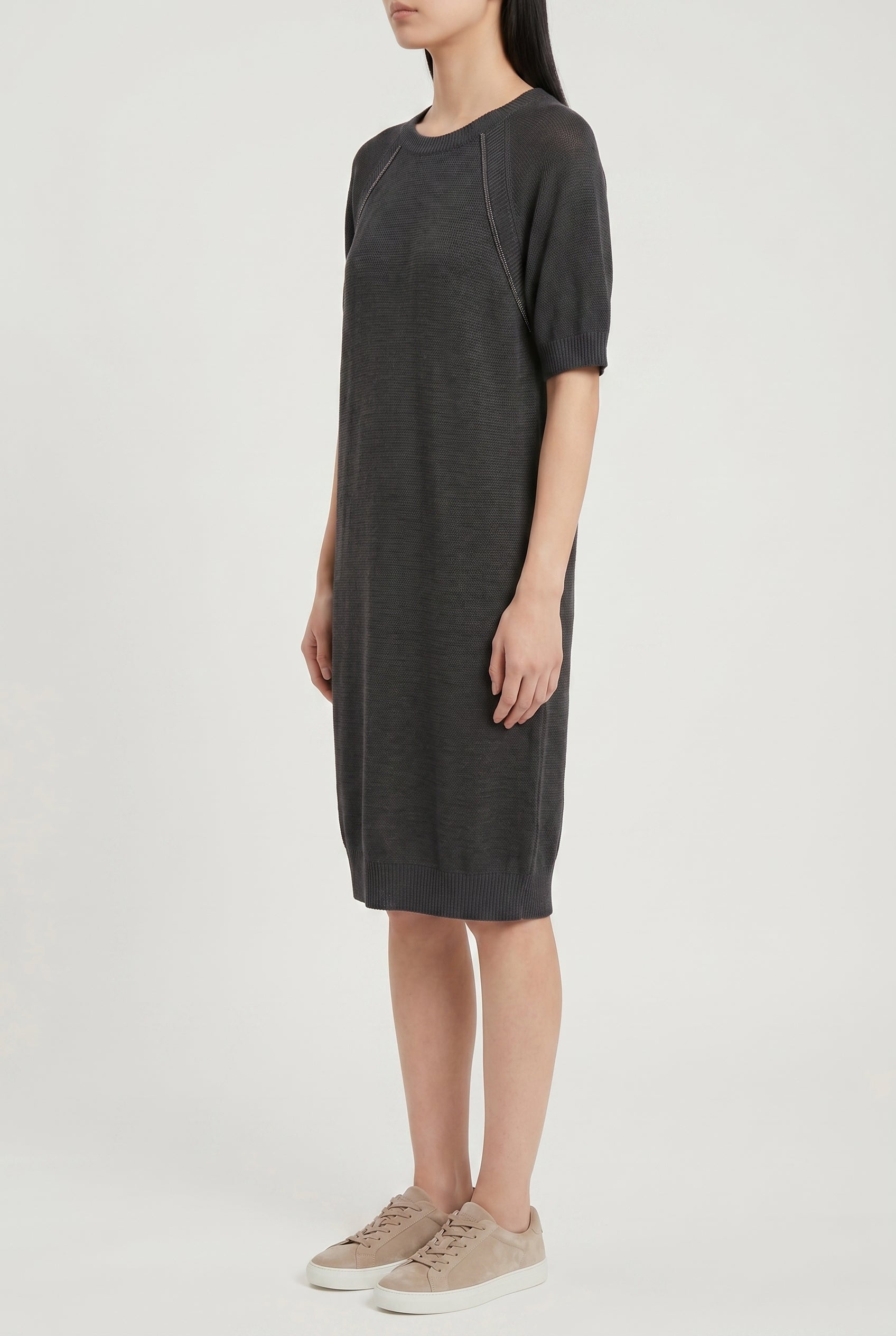 BRUNELLO CUCINELLI WOMEN'S BLACK RELAXED COTTON DRESS