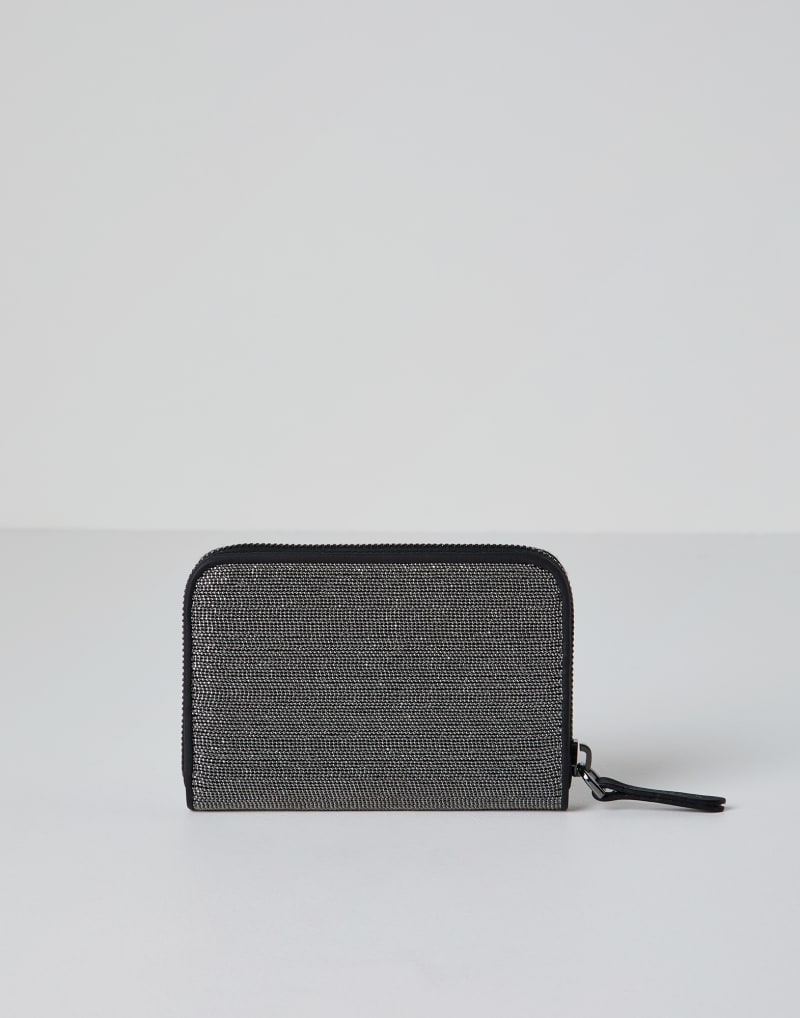 BRUNELLO CUCINELLI WOMEN'S BLACK TEXTURED ZIP WALLET