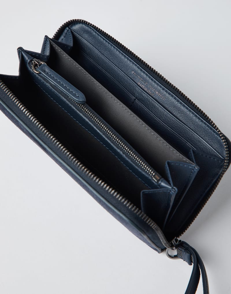 BRUNELLO CUCINELLI WOMEN'S DARK BLUE LEATHER WALLET