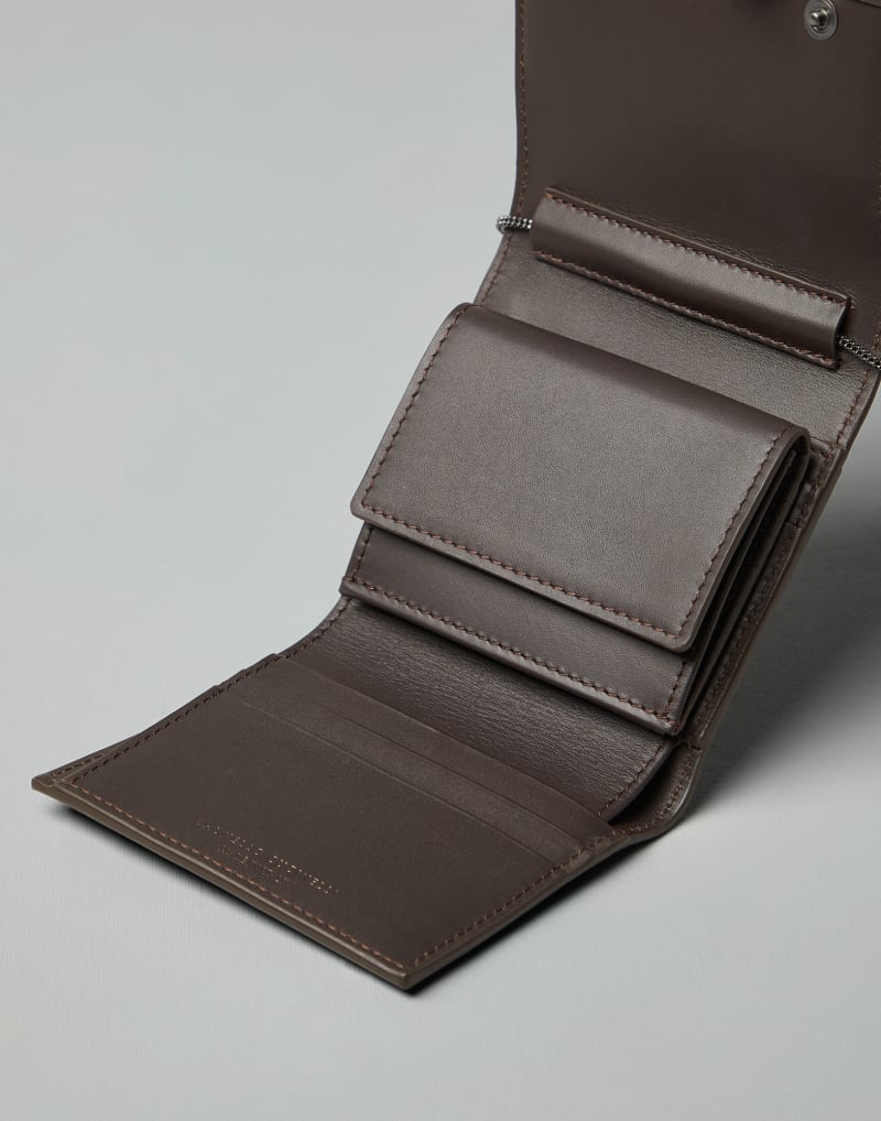 BRUNELLO CUCINELLI WOMEN'S DARK BROWN LEATHER WALLET