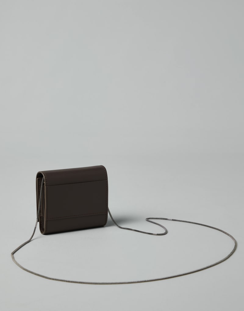 BRUNELLO CUCINELLI WOMEN'S DARK BROWN LEATHER WALLET