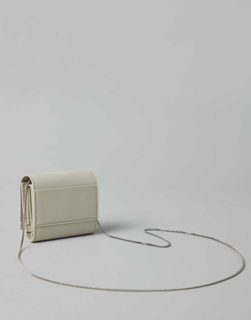 BRUNELLO CUCINELLI WOMEN'S LIGHT GREY LEATHER WALLET