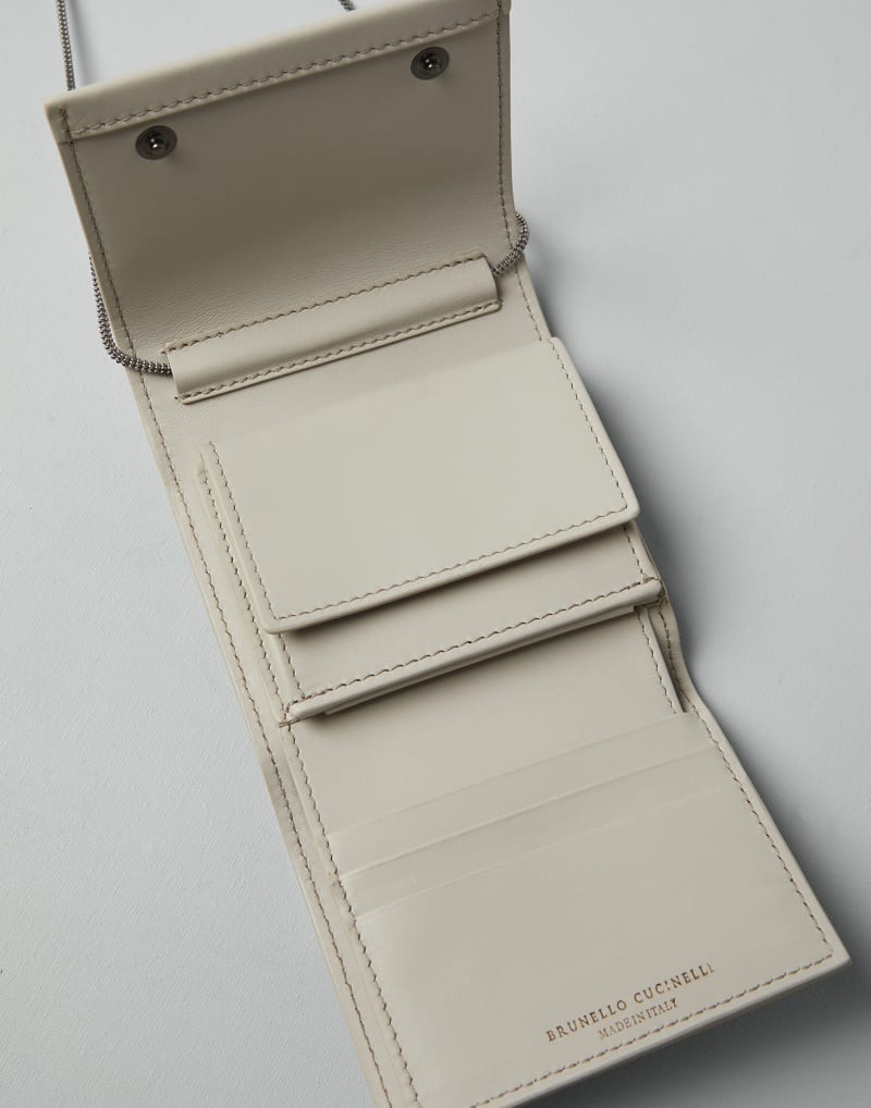 BRUNELLO CUCINELLI WOMEN'S LIGHT GREY LEATHER WALLET