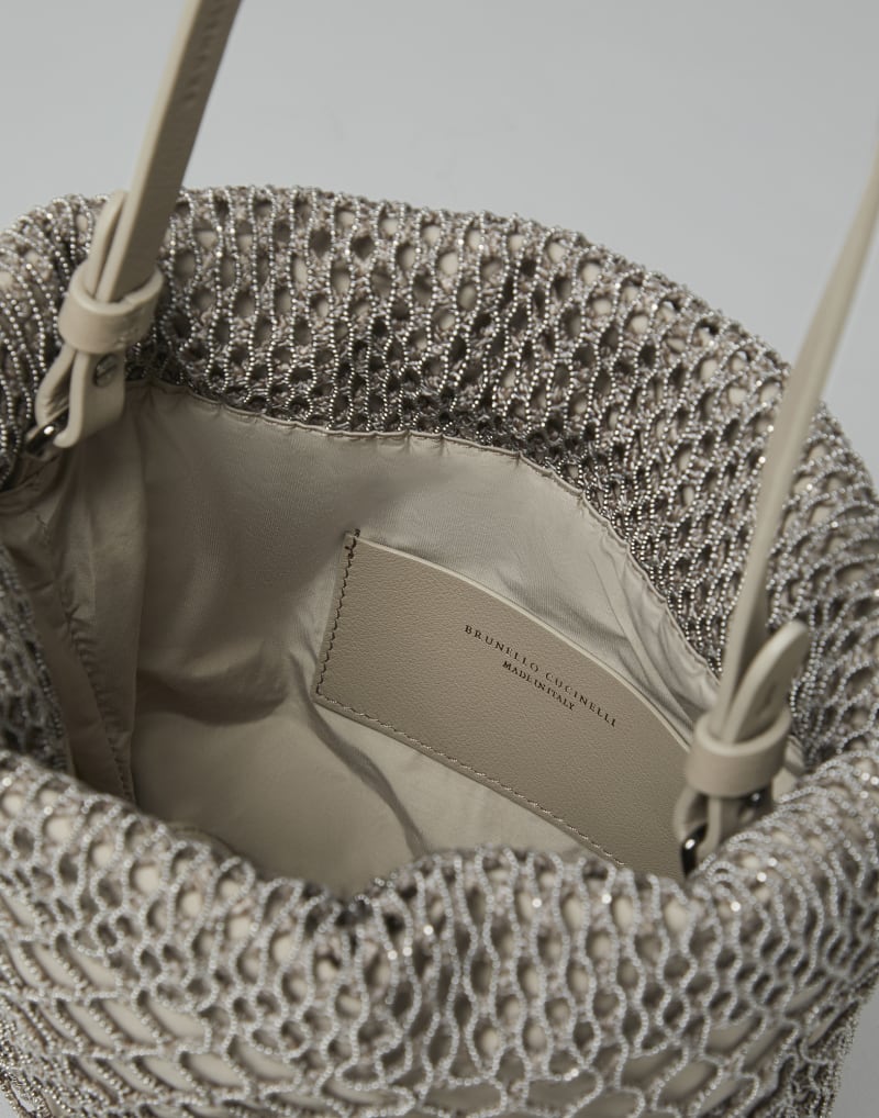BRUNELLO CUCINELLI WOMEN'S BEIGE MESH POUCH BAG