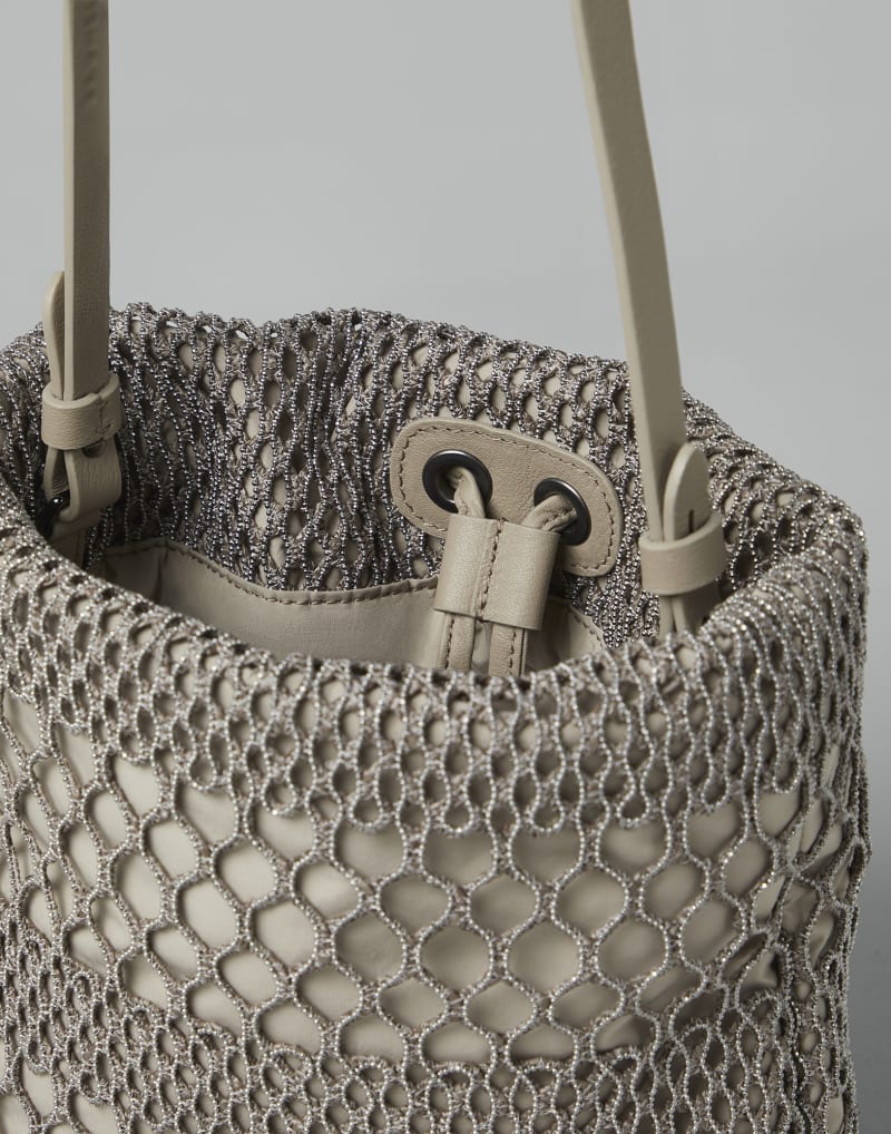 BRUNELLO CUCINELLI WOMEN'S BEIGE MESH POUCH BAG