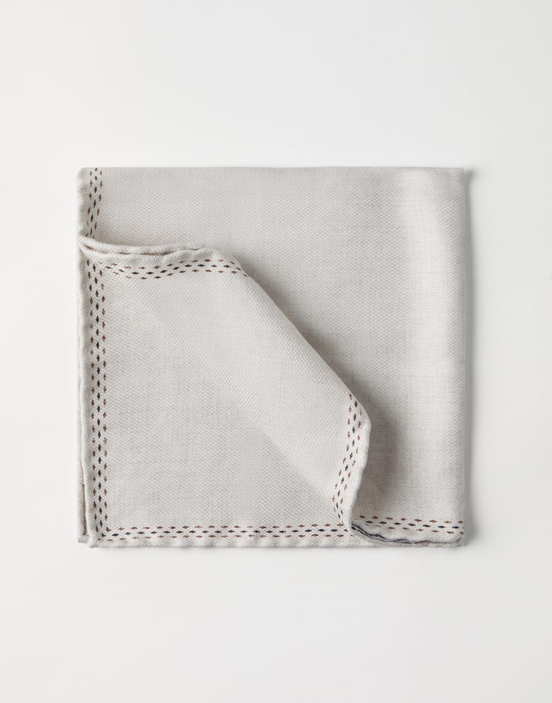 BRUNELLO CUCINELLI MEN'S LIGHT GREY SILK POCKET SQUARE