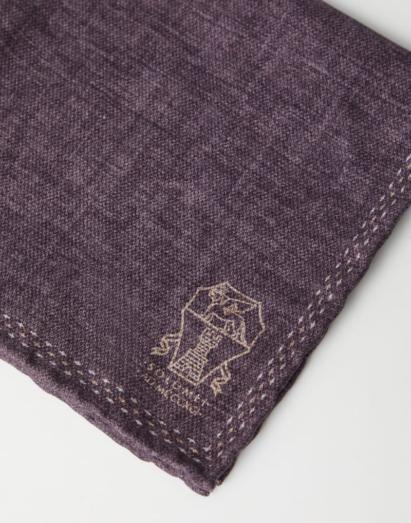BRUNELLO CUCINELLI MEN'S PURPLE SILK POCKET SQUARE