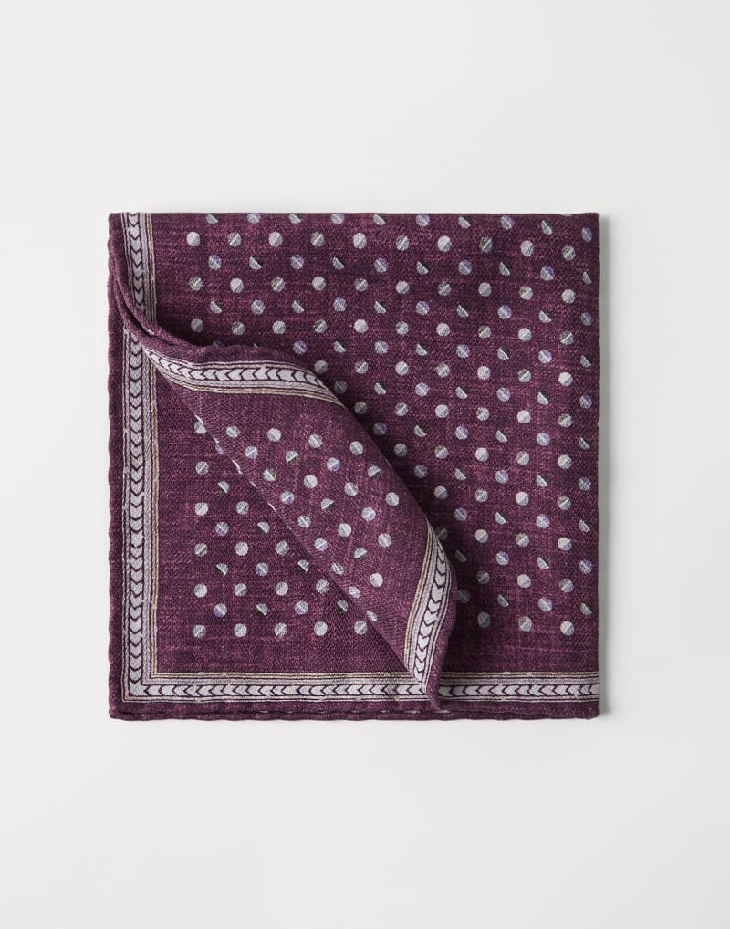 BRUNELLO CUCINELLI MEN'S PURPLE SILK POCKET SQUARE