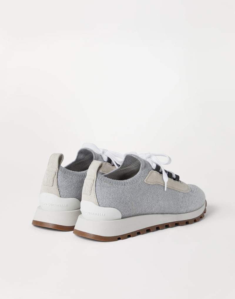 BRUNELLO CUCINELLI WOMEN'S LIGHT GREY KNIT SNEAKERS