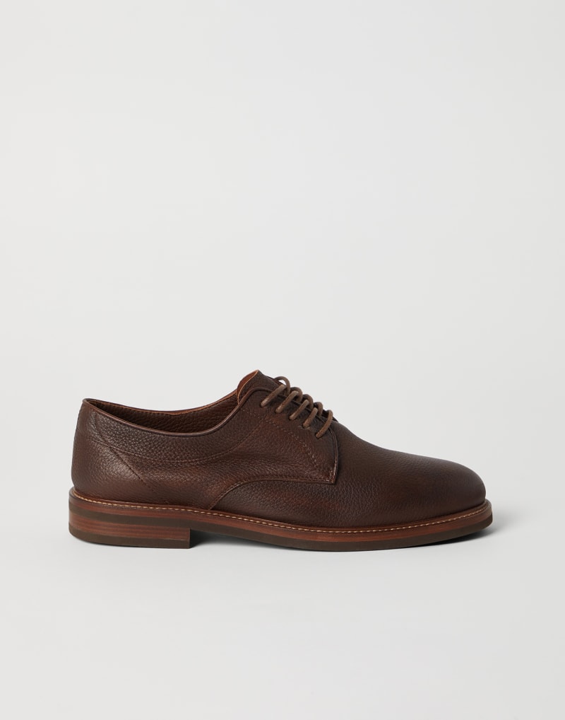 BRUNELLO CUCINELLI MEN'S BROWN LEATHER LACE UP SHOES