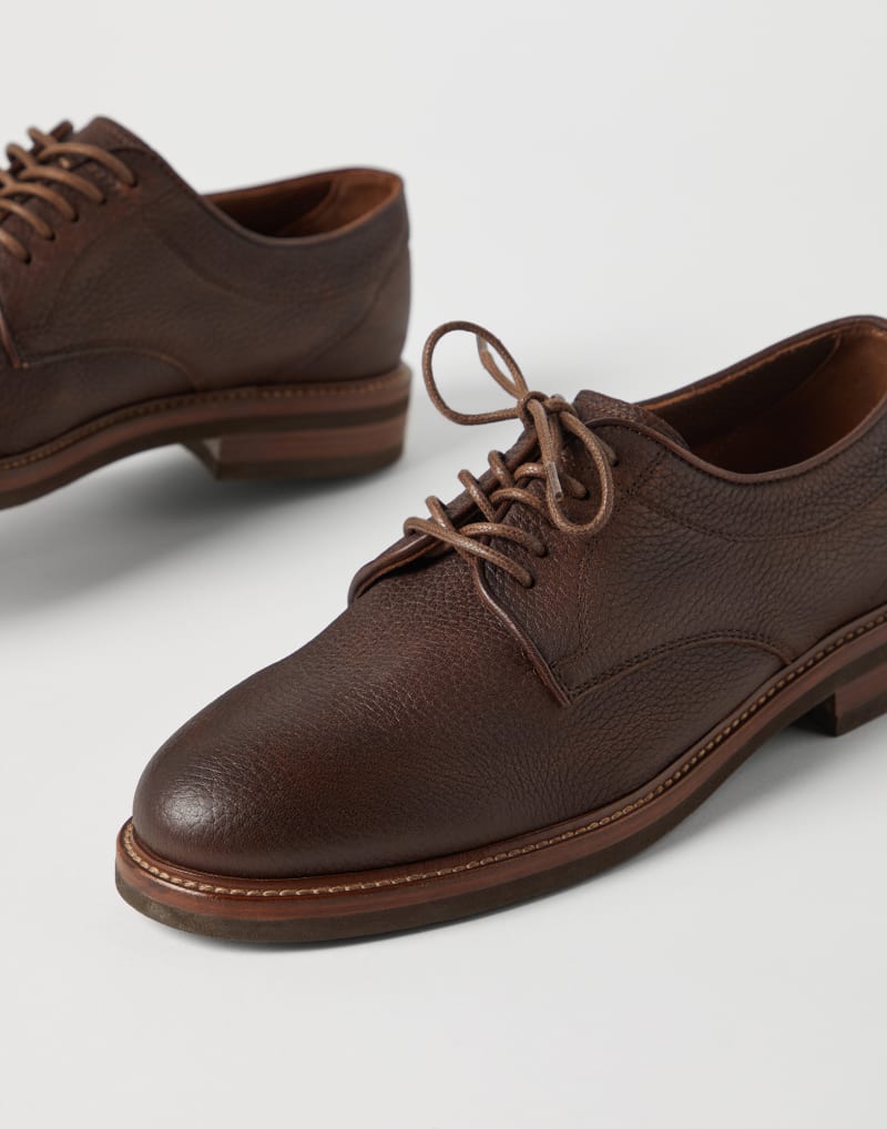 BRUNELLO CUCINELLI MEN'S BROWN LEATHER LACE UP SHOES