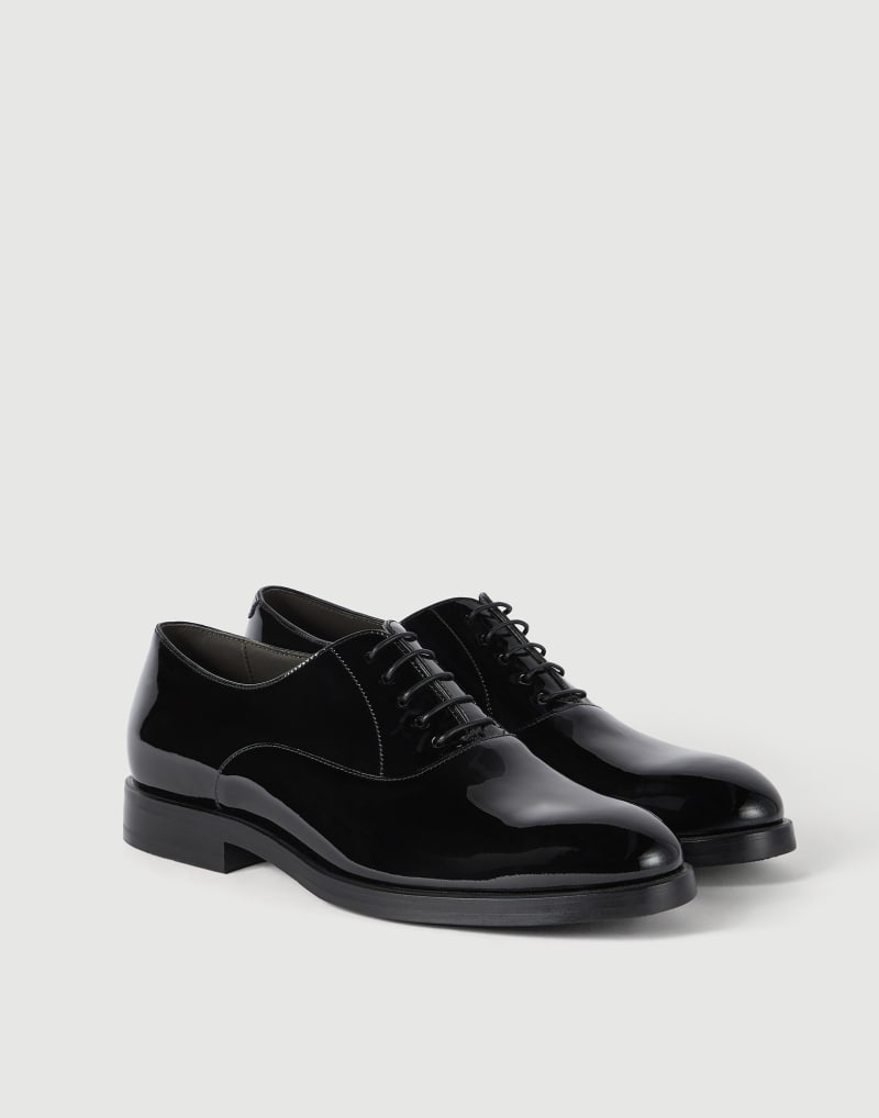 BRUNELLO CUCINELLI MEN'S BLACK LEATHER DRESS SHOES