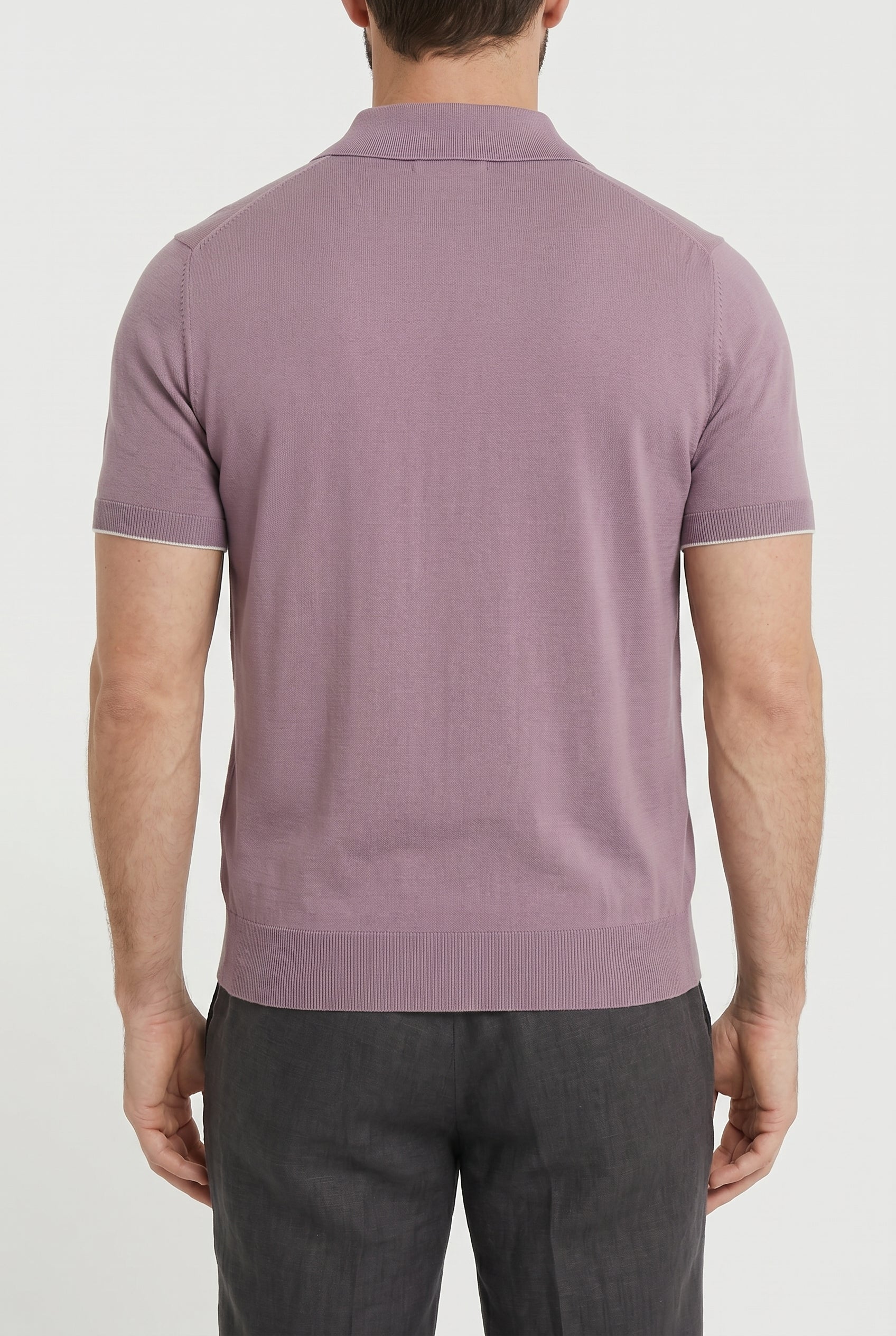 BRUNELLO CUCINELLI MEN'S LIGHT PURPLE COTTON POLO SHIRT