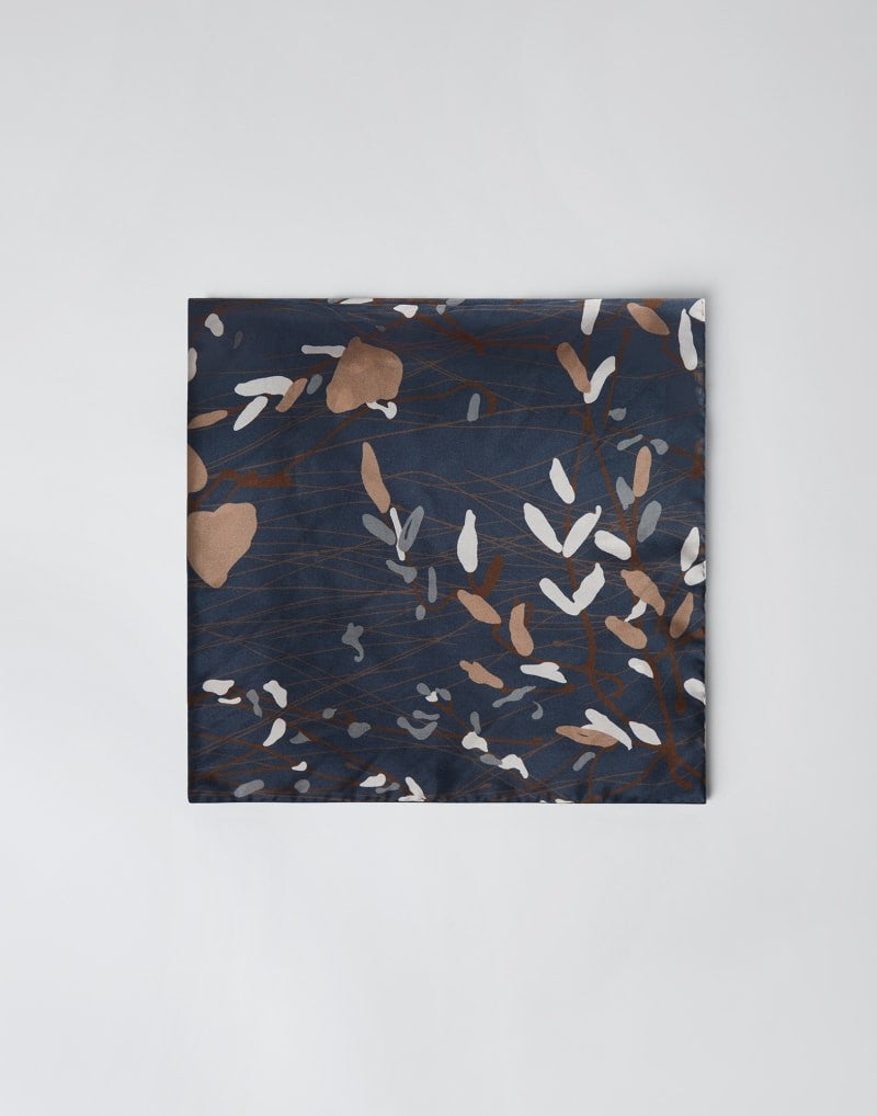 BRUNELLO CUCINELLI WOMEN'S NAVY PRINTED SILK SCARF