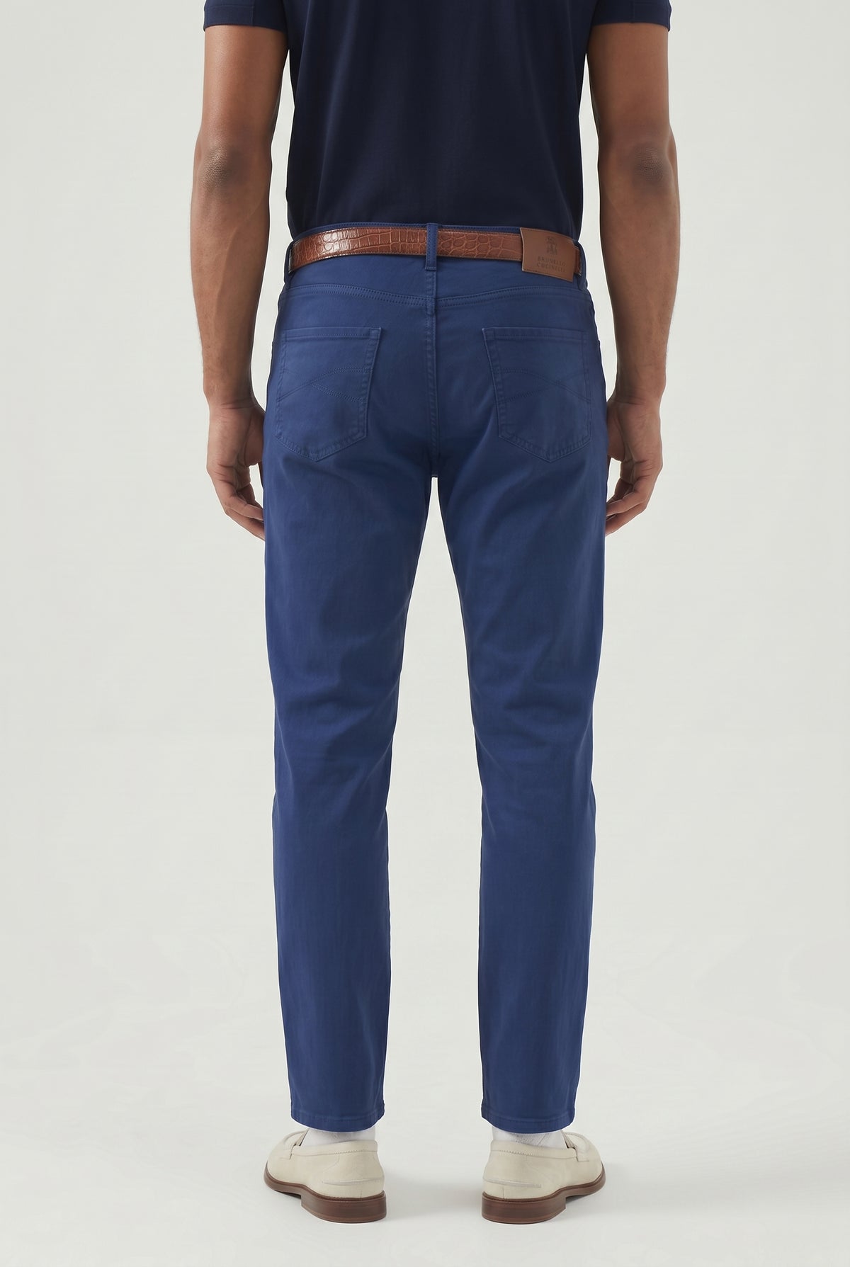 BRUNELLO CUCINELLI MEN'S DARK BLUE SLIM TROUSERS