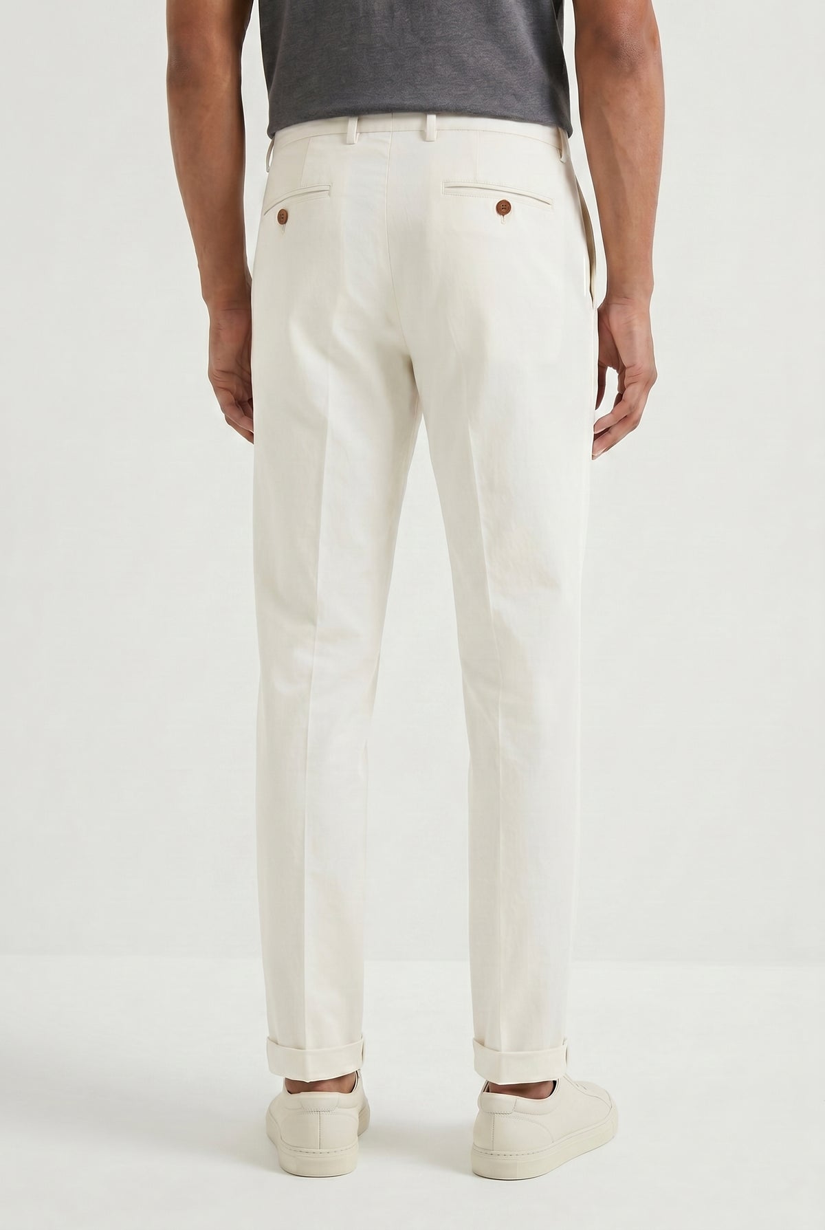 BRUNELLO CUCINELLI MEN'S OFF WHITE TAILORED TROUSERS