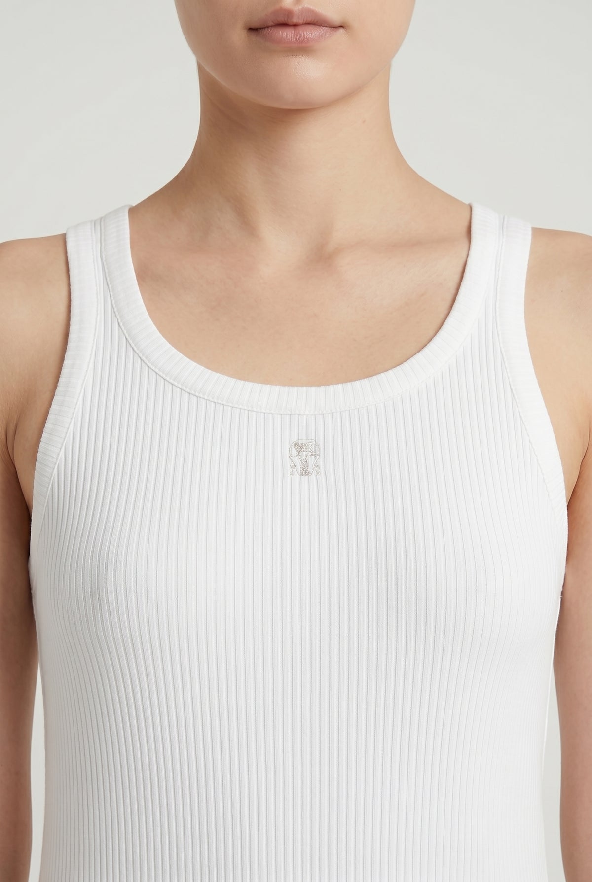 BRUNELLO CUCINELLI WOMEN'S WHITE RIBBED TANK DRESS