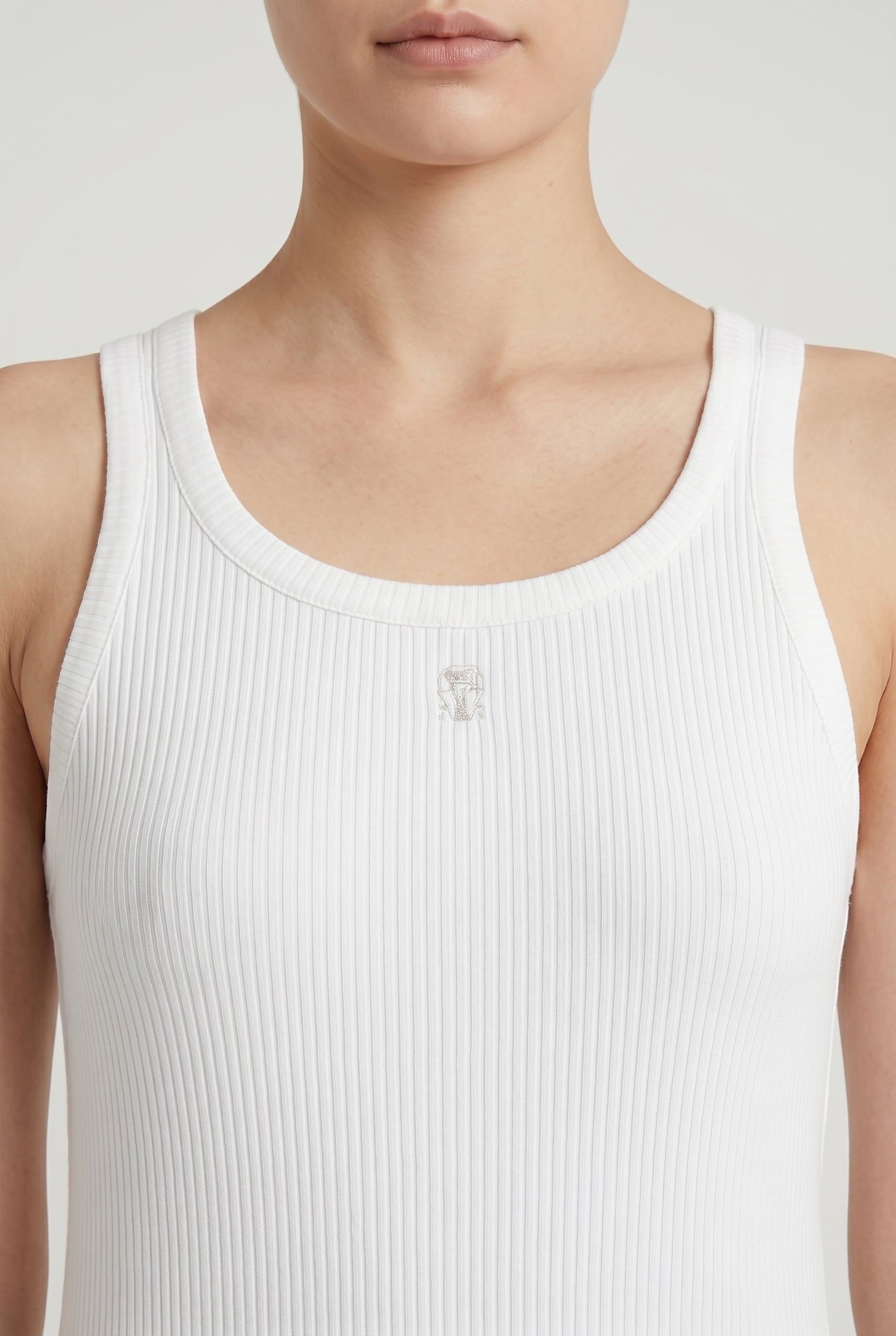 BRUNELLO CUCINELLI WOMEN'S WHITE RIBBED TANK DRESS