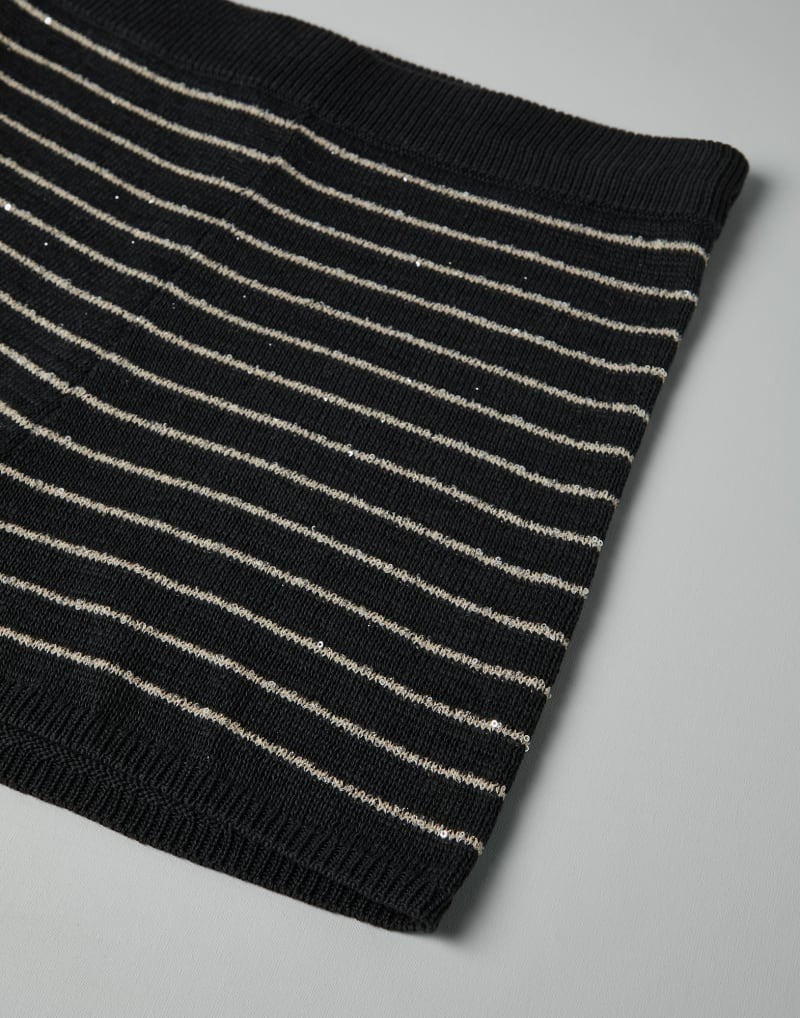 BRUNELLO CUCINELLI WOMEN'S BLACK STRIPED KNIT SHORTS