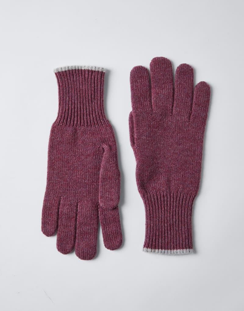 BRUNELLO CUCINELLI MEN'S PURPLE WOOL KNIT GLOVES