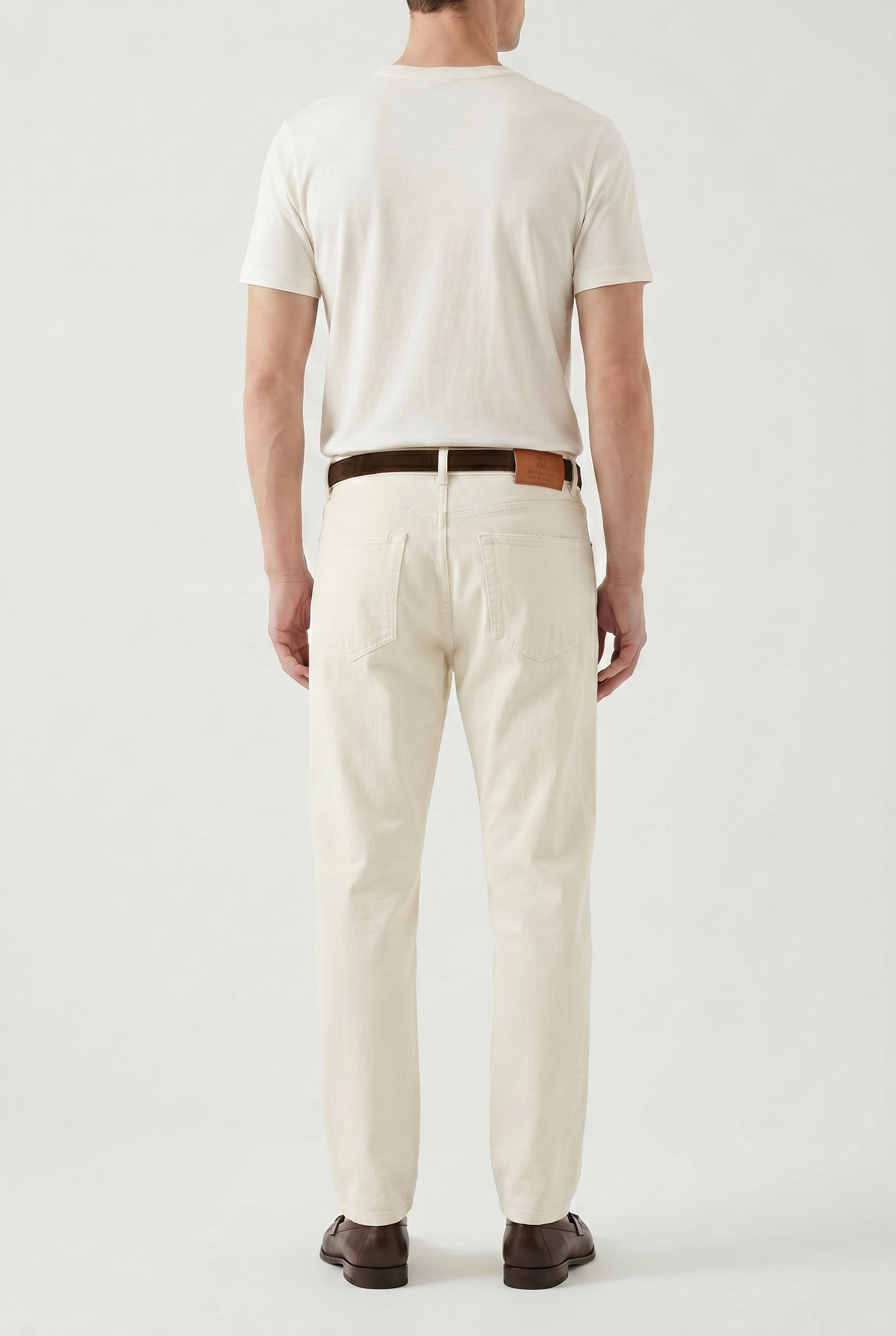 BRUNELLO CUCINELLI MEN'S OFF WHITE RELAXED COTTON TROUSERS
