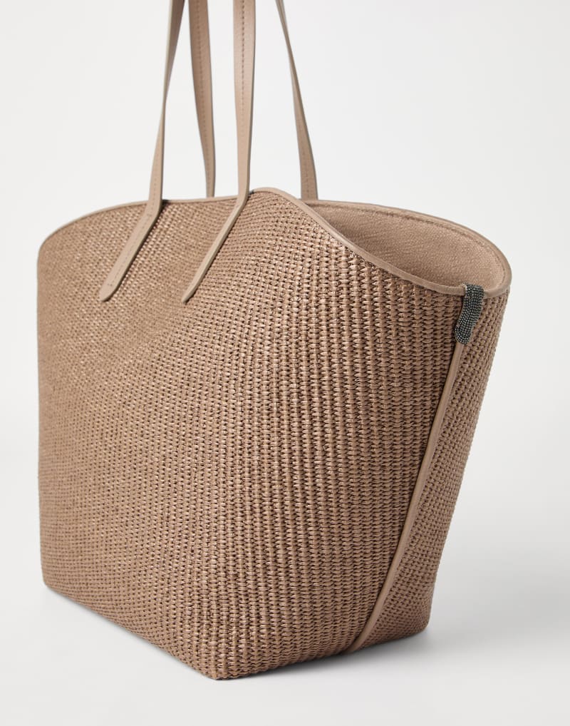 BRUNELLO CUCINELLI WOMEN'S LIGHT BROWN WOVEN TOTE