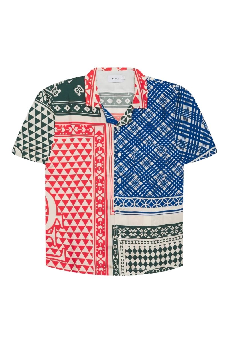 Rhude silk card ss button up 'multi'