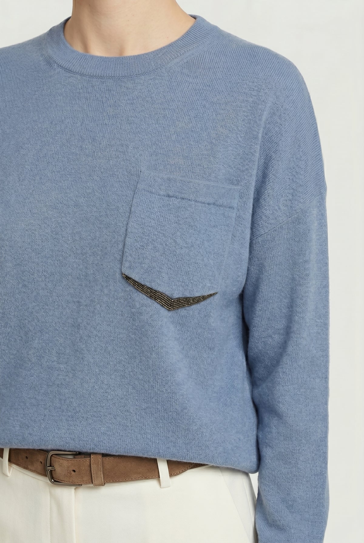 BRUNELLO CUCINELLI WOMEN'S BLUE WOOL RELAXED SWEATER