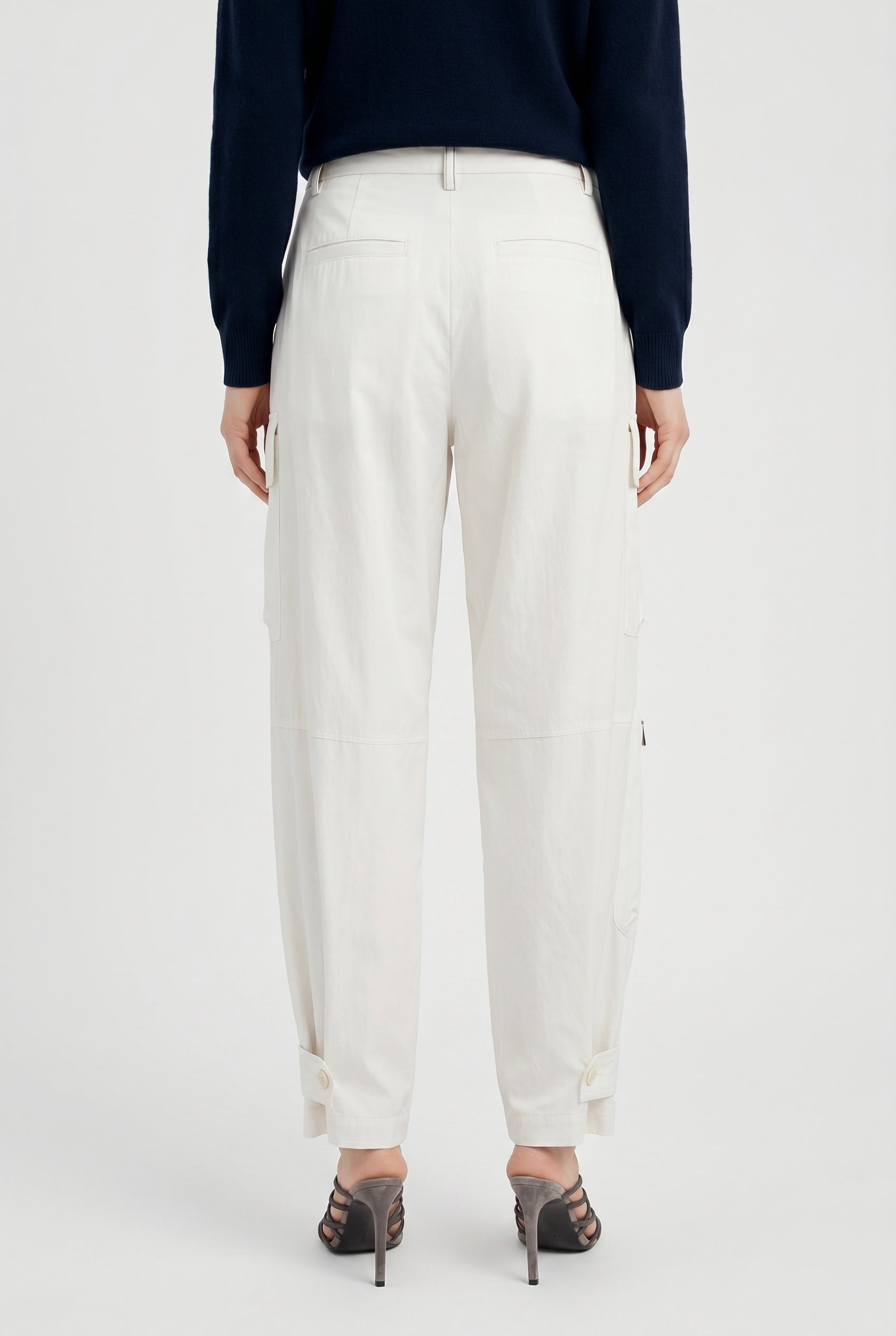 BRUNELLO CUCINELLI WOMEN'S OFF WHITE RELAXED CARGO TROUSERS