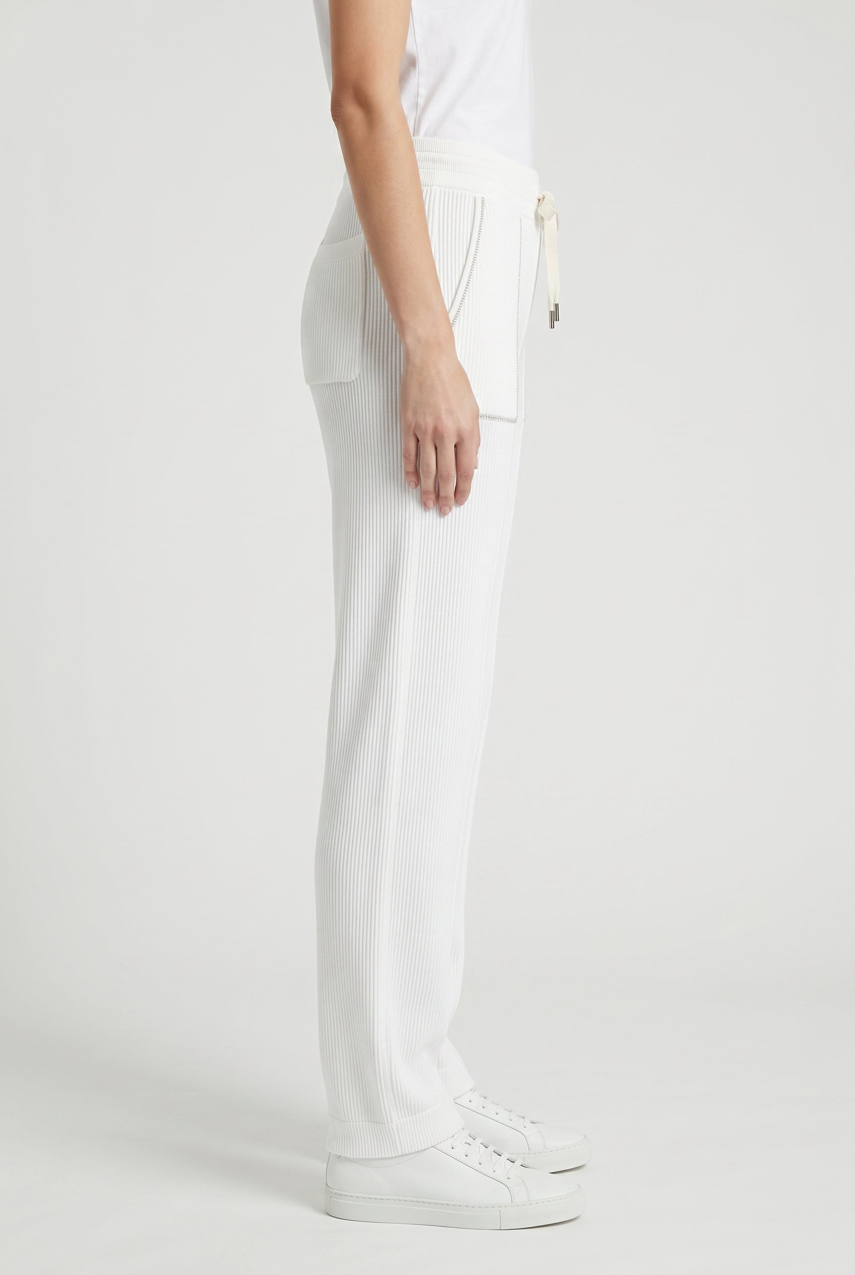 BRUNELLO CUCINELLI WOMEN'S WHITE RELAXED COTTON TROUSERS