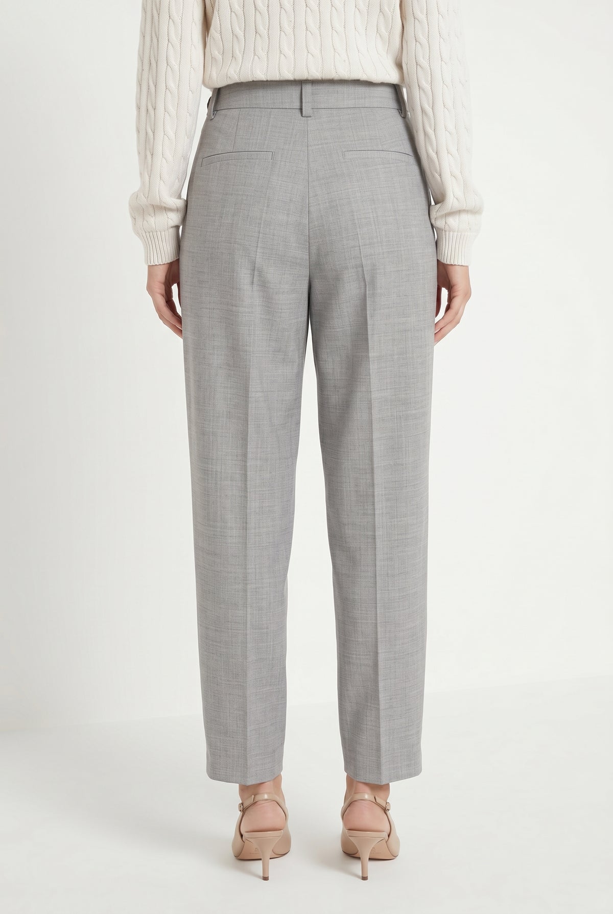 BRUNELLO CUCINELLI WOMEN'S LIGHT GREY WOOL TROUSERS