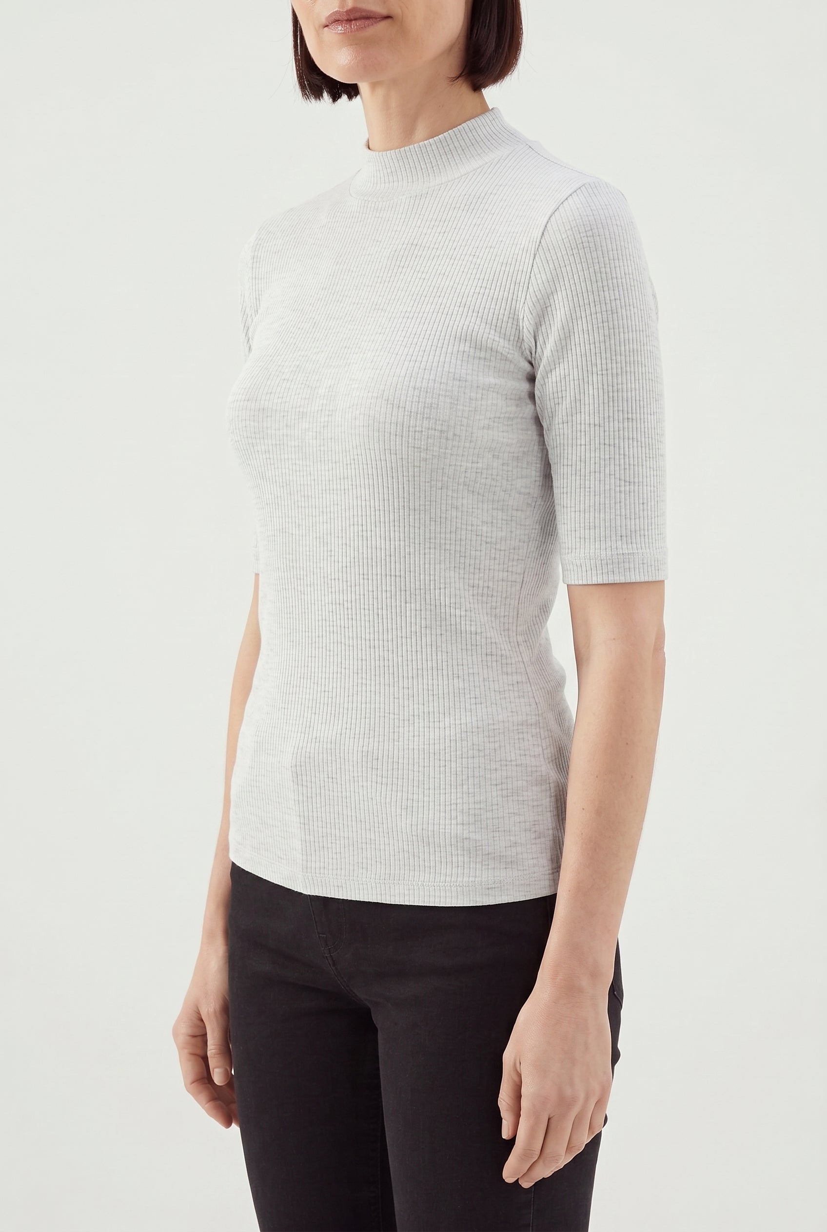BRUNELLO CUCINELLI WOMEN'S LIGHT GREY FITTED SHIRT