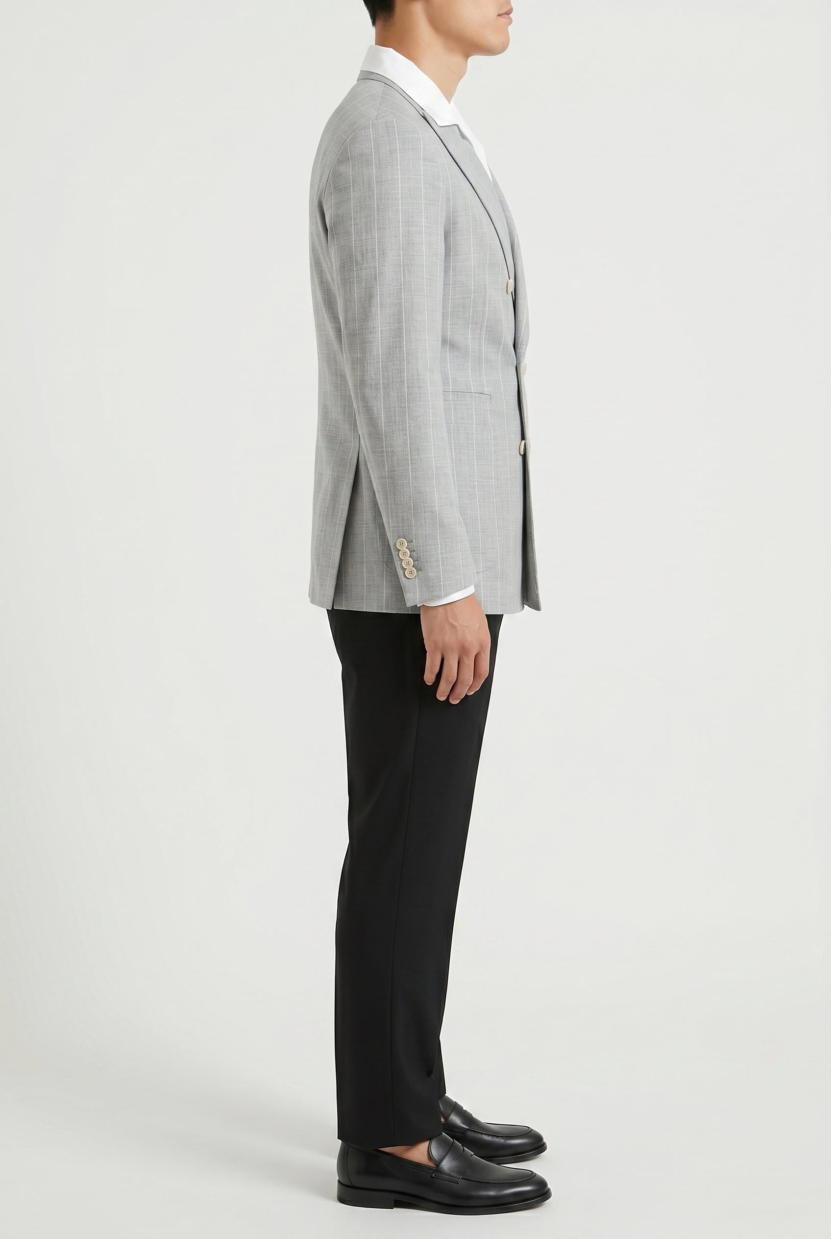 BRUNELLO CUCINELLI MEN'S LIGHT GREY WOOL BLAZER