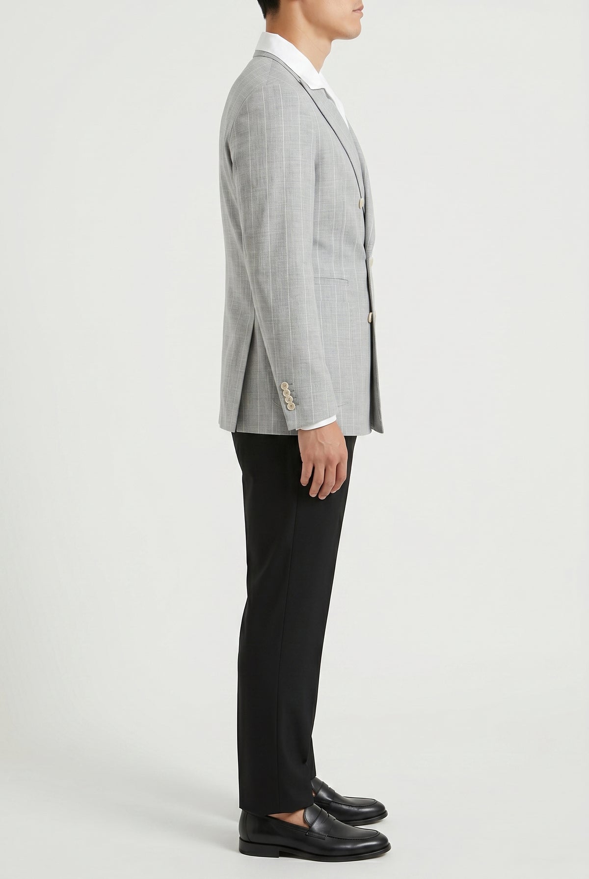 BRUNELLO CUCINELLI MEN'S LIGHT GREY WOOL BLAZER