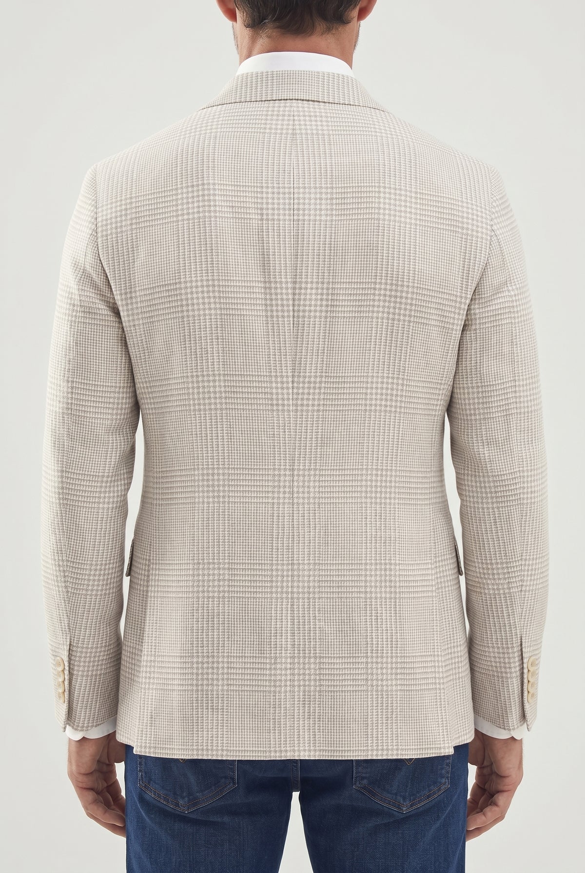BRUNELLO CUCINELLI MEN'S LIGHT BEIGE LINEN WOOL BLAZER