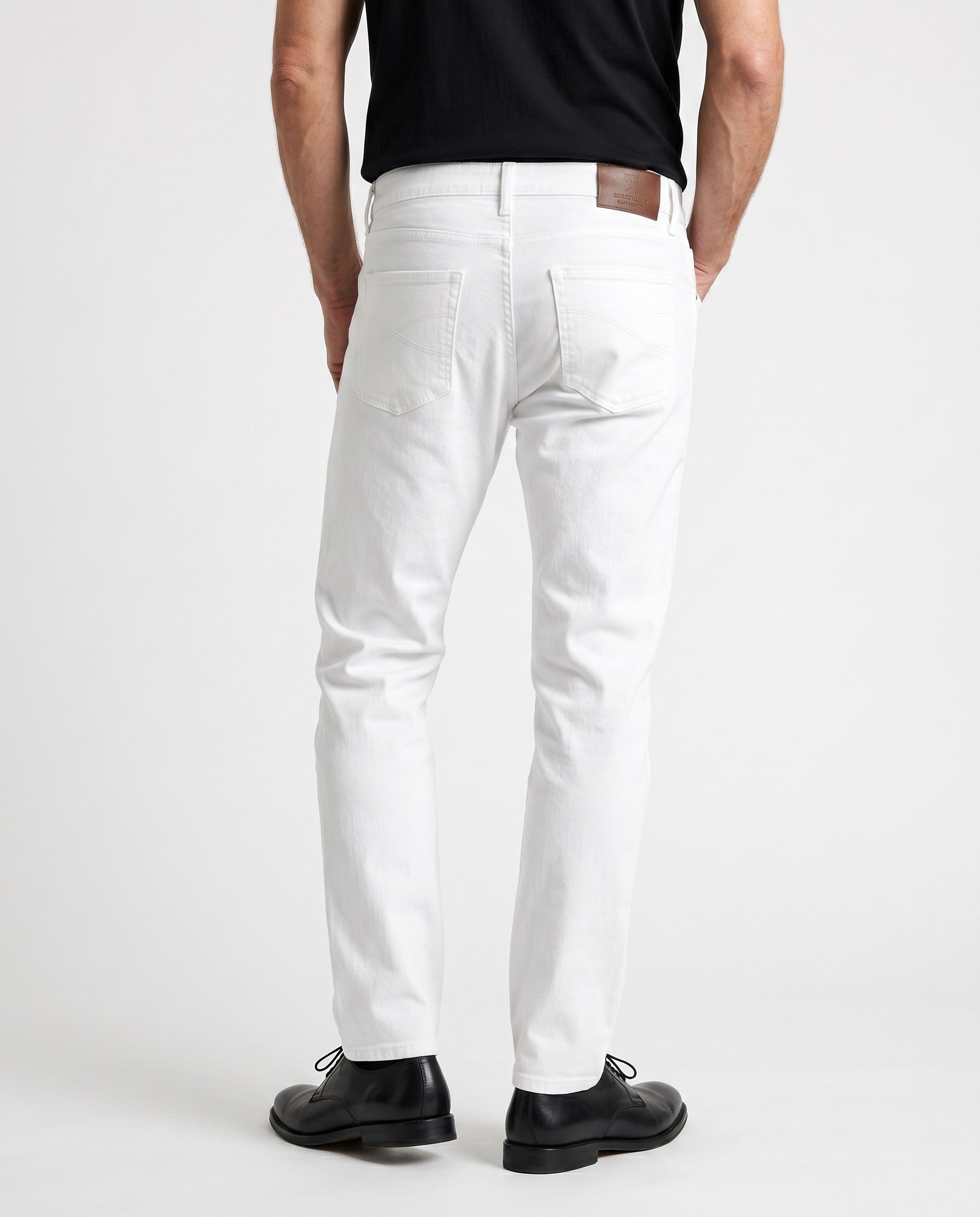 BRUNELLO CUCINELLI MEN'S WHITE TRADITIONAL FIT TROUSERS