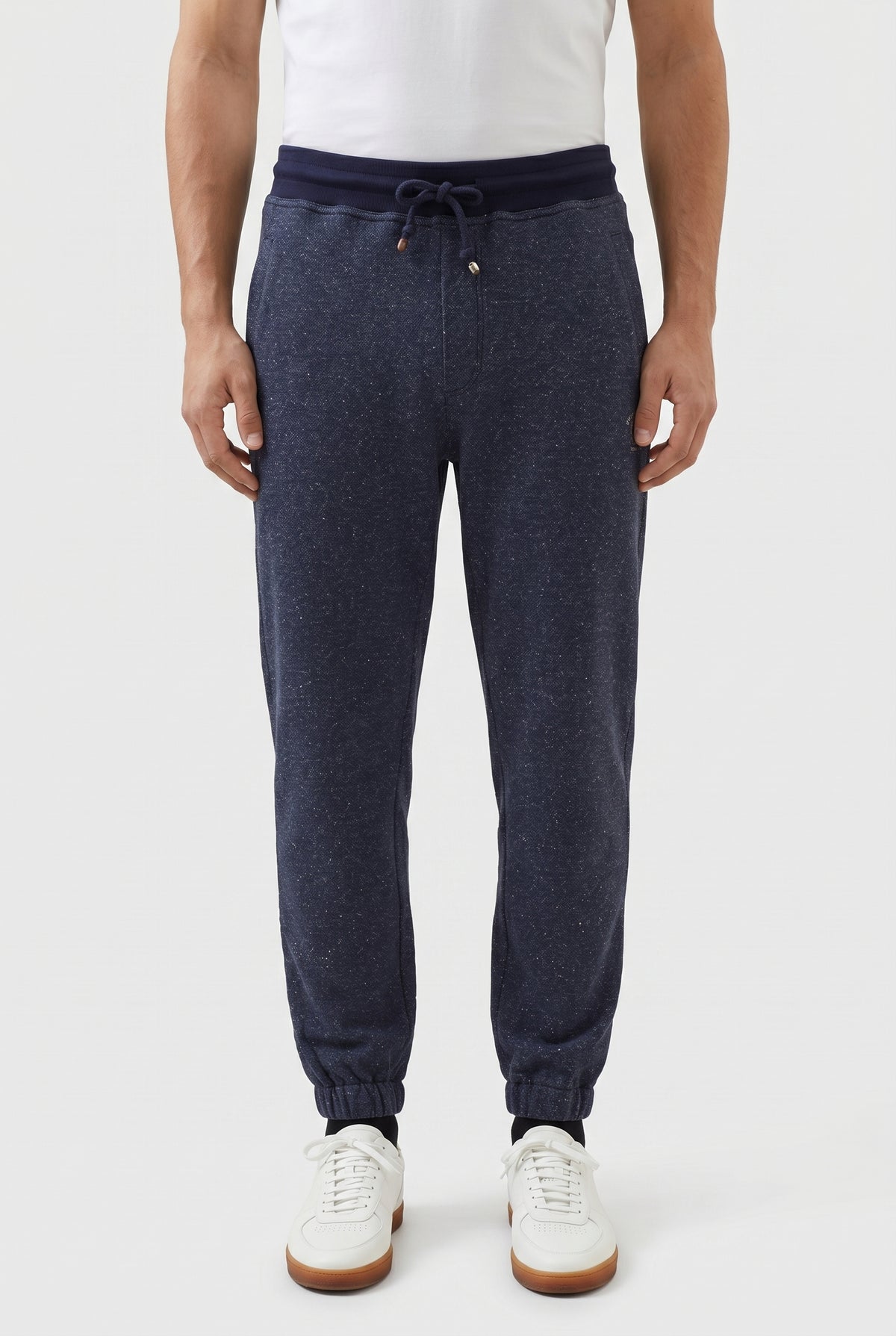 BRUNELLO CUCINELLI MEN'S DARK BLUE COTTON BLEND JOGGERS