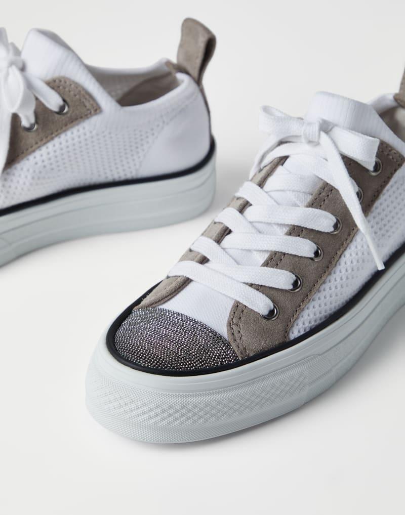 BRUNELLO CUCINELLI WOMEN'S WHITE MESH CONTRAST SNEAKERS