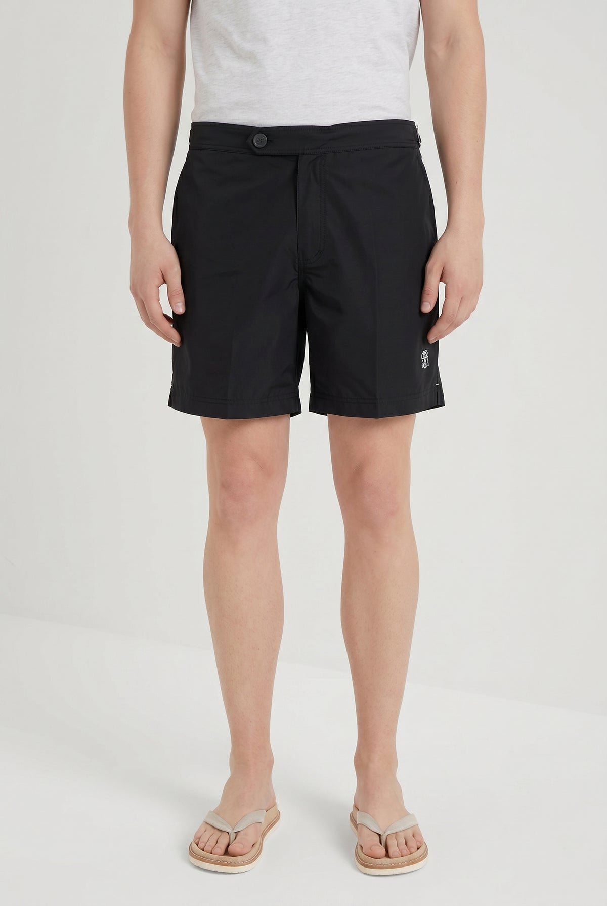 BRUNELLO CUCINELLI MEN'S BLACK TAILORED SWIM SHORTS