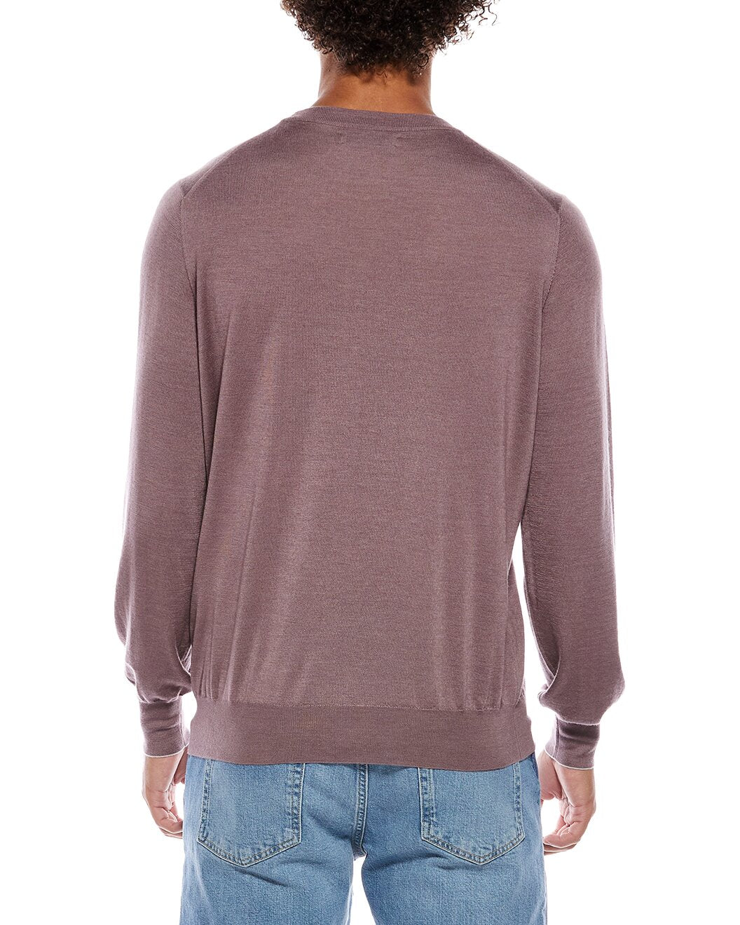 BRUNELLO CUCINELLI MEN'S MAUVE CASHMERE SILK SWEATER