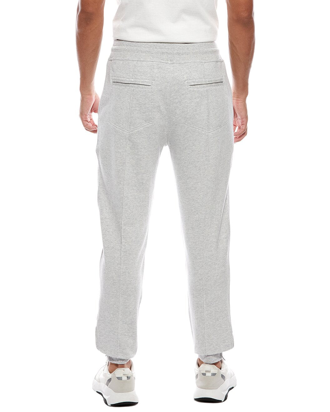 BRUNELLO CUCINELLI MEN'S LIGHT GREY LINEN TROUSERS