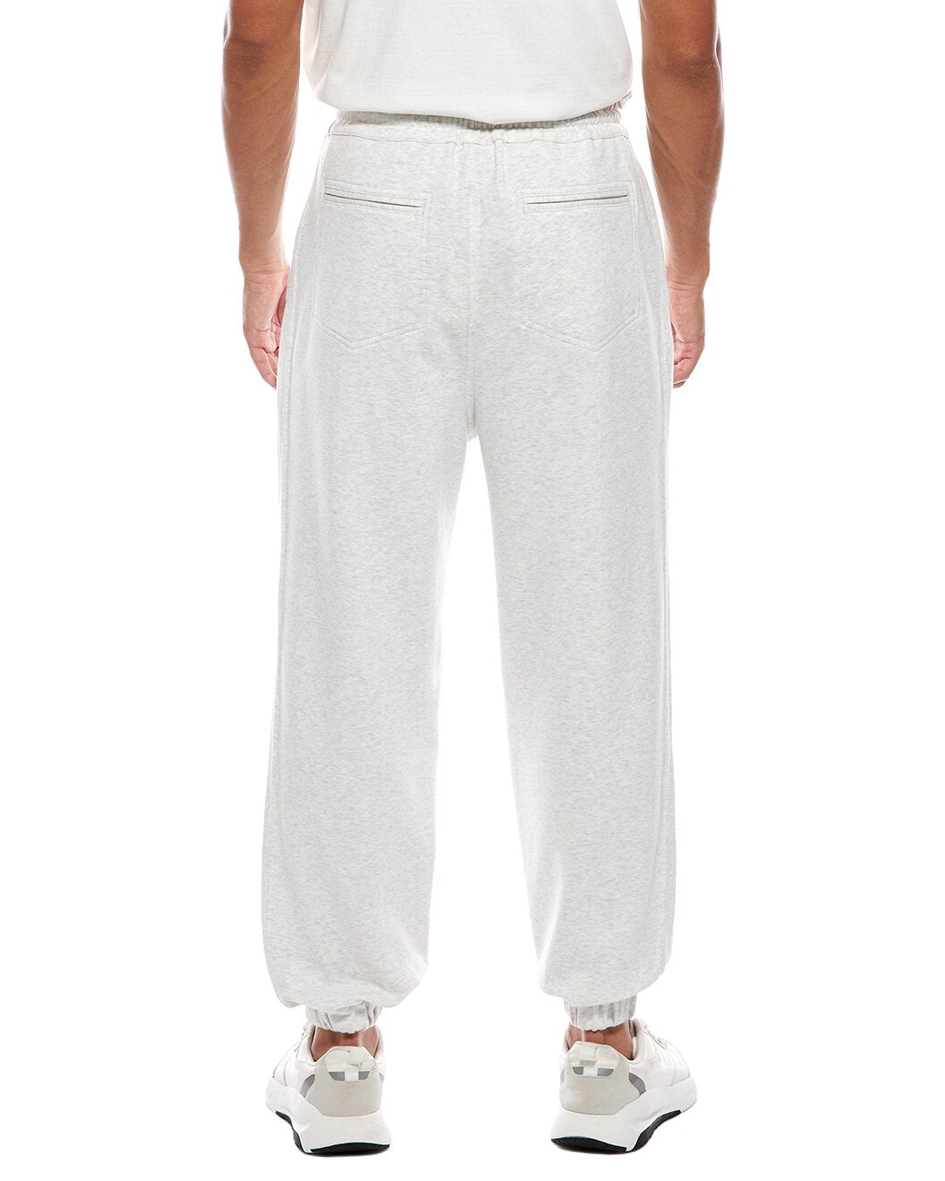 BRUNELLO CUCINELLI MEN'S LIGHT GREY COTTON BLEND SWEATPANTS
