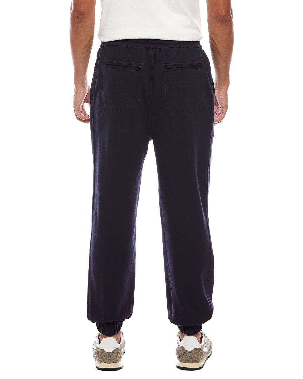 BRUNELLO CUCINELLI MEN'S DARK BLUE COTTON BLEND TROUSERS