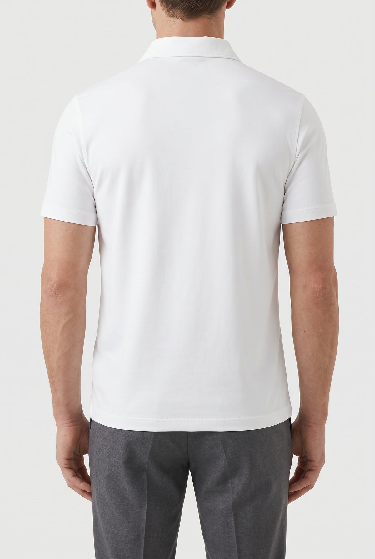 BRUNELLO CUCINELLI MEN'S WHITE STRETCH POLO SHIRT