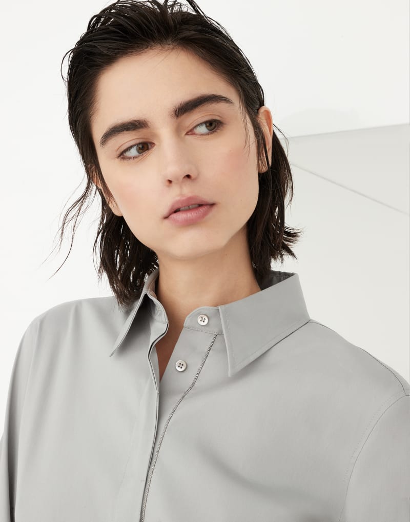 BRUNELLO CUCINELLI WOMEN'S LIGHT GREY CLASSIC SHIRT