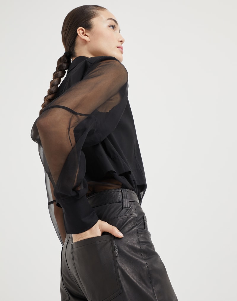 BRUNELLO CUCINELLI WOMEN'S BLACK LEATHER STRAIGHT LEG PANTS